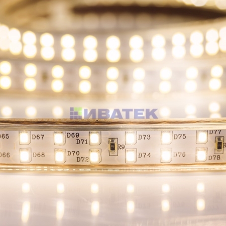 Изображение LED Лента 220В, 6.5x17мм, IP67, SMD 2835, 180 LED/м, Теплый белый, 100м(упак 100м)  интернет магазин Иватек ivatec.ru