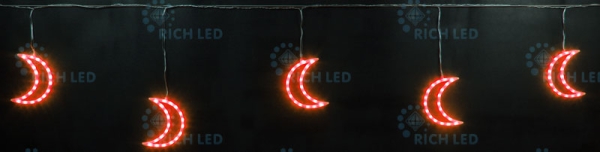 LED подвески Луны 3х0,5м соединяемые (до 10 шт.) красный постоянное свечение прозрачный провод IP54,