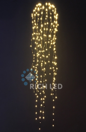 Изображение LED дреды 1м теплый белый постоянное свечение 256LED 24В черный провод IP54, цвет: теплый белый, про  интернет магазин Иватек ivatec.ru