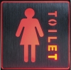 Изображение Аккумуляторная вывеска, EL54 1 LED  AC "Туалет женский" красный 110*110*20 мм, серебристый  интернет магазин Иватек ivatec.ru