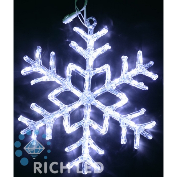LED снежинка АКРИЛОВАЯ 70 см белая постоянное свечение 66LED 220В IP54, цвет: белый
