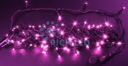 Изображение Светодиодные гирлянды Нить 10 метров, 24 В, постоянное свечение, цвет: розовый, провод: черный  интернет магазин Иватек ivatec.ru