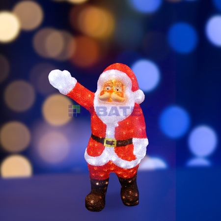 Изображение Акриловая светодиодная фигура "Санта Клаус приветствует" 60 см, 200 светодиодов, IP44 понижающий тра  интернет магазин Иватек ivatec.ru