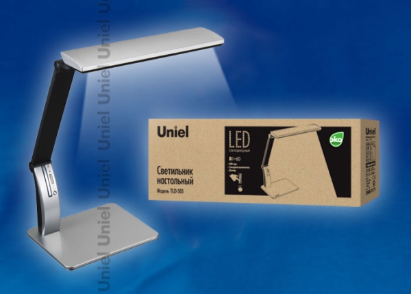 TLD-503 Silver/Светильник настольный LED/546Lm/5000K/USB порт/С димером/Цвет-серебристый