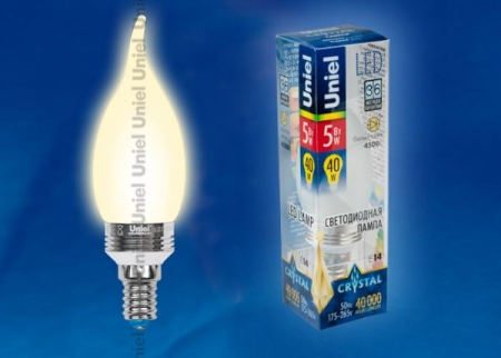 Изображение Лампа светодиодная е14 40Вт пятилепестковая. Форма "свеча на ветру", матовая колба. LED-CW37P-5W/WW/  интернет магазин Иватек ivatec.ru