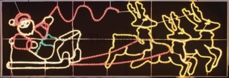 Изображение Фигура световая "Олени везут Санта Клауса на санях"  размер 88*266 см  Neon-Night  интернет магазин Иватек ivatec.ru