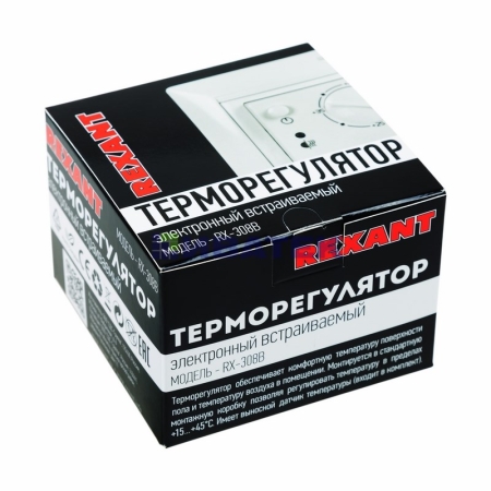 Изображение Терморегулятор механический RX-308B белый  REXANT (совместим с Legrand серии Valena)  интернет магазин Иватек ivatec.ru