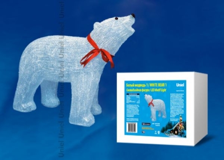 Изображение Светящаяся новогодняя фигура "Белый медведь". ULD-M6048-120/STA WHITE IP20 WHITE BEAR 1  интернет магазин Иватек ivatec.ru