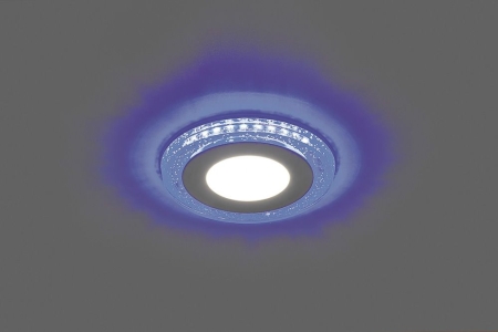 Изображение Светильник светодиодный с подсветкой, AL2330, 6W, 480Lm, белый (4000К) и синий  интернет магазин Иватек ivatec.ru