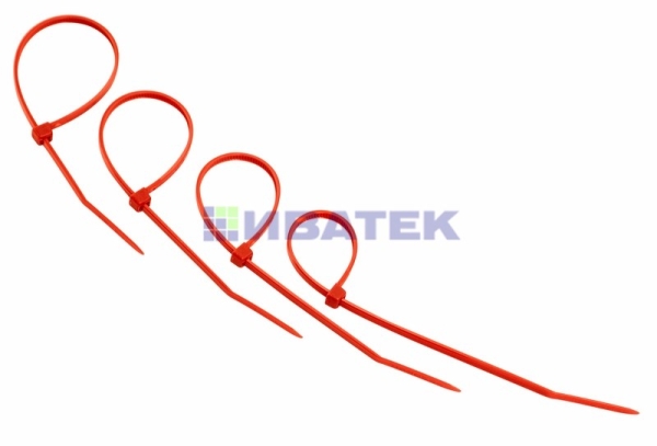 Хомут-стяжка нейлоновая REXANT 150x2,5 мм, красная,  25 шт/пак  уп 10пак