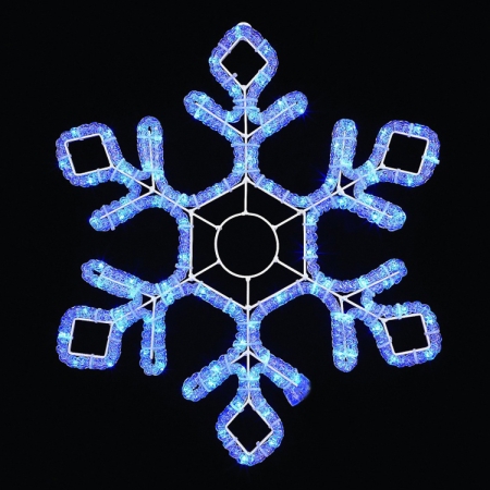Изображение Мотив Снежинка из светодиодного дюралайта Синяя 60.5х52см LED-XM(FR)-2D-CK022-B-24'' (FS-001124)  интернет магазин Иватек ivatec.ru
