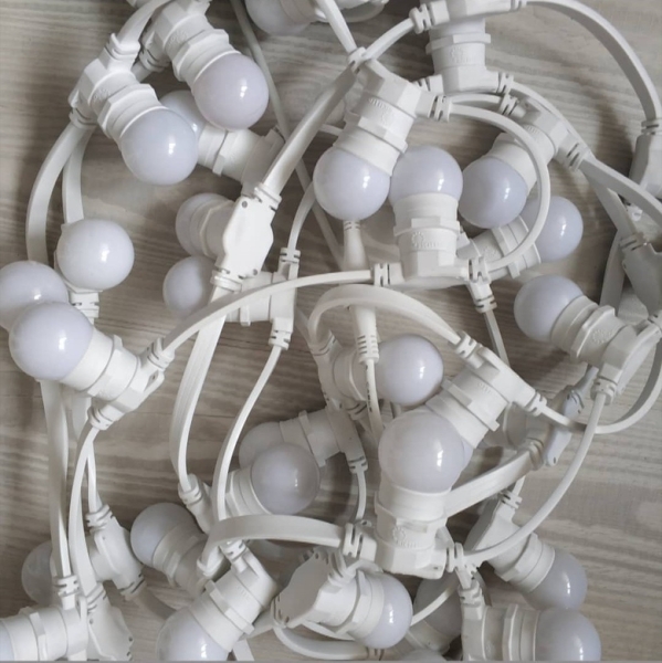 Белт-лайт Rich LED, 2-х проводной, белый, между лампами 20 см,  220 В, IP54, 100 патронов, 20 м