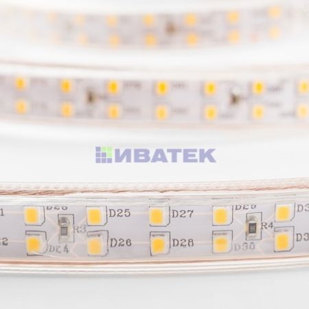 Изображение LED Лента 220В, 6.5x17мм, IP67, SMD 2835, 180 LED/м, Теплый белый, 100м(упак 100м)  интернет магазин Иватек ivatec.ru
