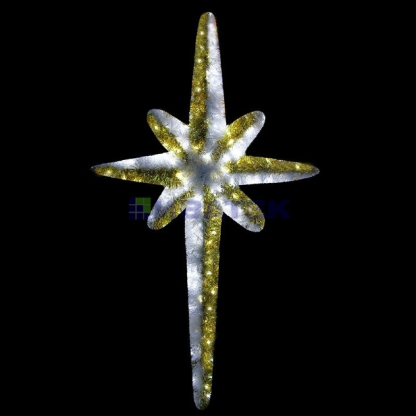 Фигура "Звезда 8-ми конечная",  LED подсветка  высота 180см, бело-золотая  Neon-Night