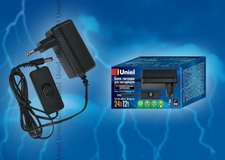 Изображение UET-VPA-024A20 Блок питания для светодиодов с вилкой, 24 Вт, 12В, IP20  интернет магазин Иватек ivatec.ru
