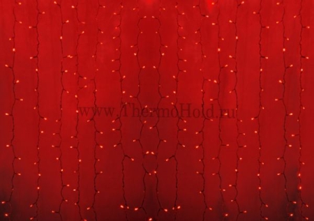 Изображение Гирлянда новогодняя "Светодиодный Дождь" 2х3м, постоянное свечение, прозрачный провод, 220В, Красный  интернет магазин Иватек ivatec.ru