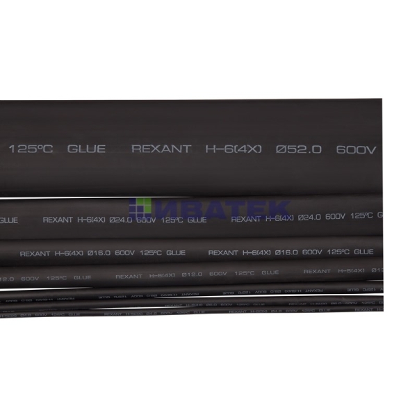 Термоусаживаемая трубка клеевая REXANT 4,8/1,6 мм, черная, упаковка 10 шт. по 1 м