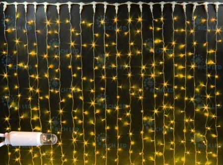Изображение Занавес 2*6 м, 220 В, постоянное свечение, IP 65, герм. колпачок, цвет: желтый, провод: белый  интернет магазин Иватек ivatec.ru