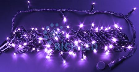 Изображение Светодиодная гирлянда Нить 10 метров, 24 В, мерцание  RL-S10CF-24V-B/V фиолет, провод черный  интернет магазин Иватек ivatec.ru