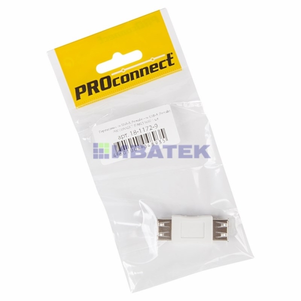 Переходник USB (гнездо USB-A - гнездо USB-А), (1шт.) (пакет)  PROconnect