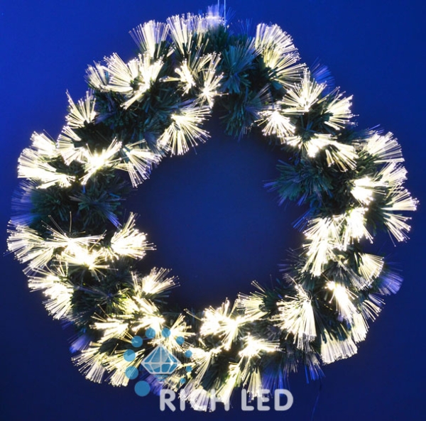 Рождественский  LED венок 40см 12В светодинамические эффекты IP54, цвет: теплый белый, хвоя зеленая