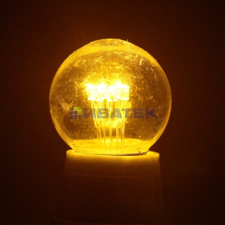 Изображение Лампа для новогодней гирлянды "Белт-лайт" шар LED е27 DIA 45, 6 желтых светодиодов, эффект лампы нак  интернет магазин Иватек ivatec.ru