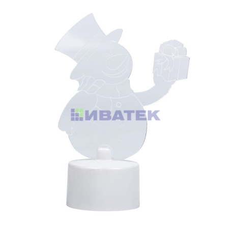 Изображение Фигура светодиодная на подставке "Снеговик с подарком 2D", RGB  интернет магазин Иватек ivatec.ru