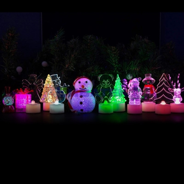 Фигура светодиодная на подставке "Снеговик в шляпе 2D", RGB