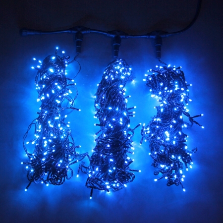 Изображение Гирлянда 3 отрез по 20м Синий на черном проводе  LED-BS-200*3-20M*3-24V-B/BL (FS-00001265)  интернет магазин Иватек ivatec.ru