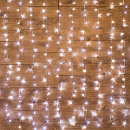 Изображение Гирлянда Светодиодный Дождь 3х2 м, свечение с динамикой, прозрачный провод, 230 В, цвет белый  интернет магазин Иватек ivatec.ru