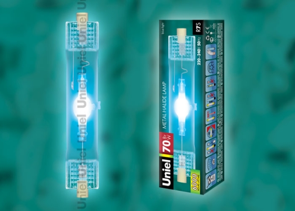 MH-DE-70/BLUE/R7s Лампа металогалогенная линейная. Цвет синий. Картонная упаковка
