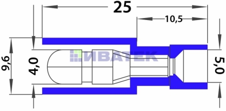 Изображение Разъем штекерный полностью изолированный штекер 4 мм 1.5-2.5 мм² (РШПи-п 2.5-4/РШИп 2-5-4) синий REXANT  уп 100шт  интернет магазин Иватек ivatec.ru