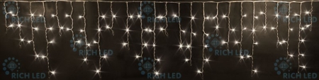 Изображение Бахрома 3х0.5 м постоянного свечения, IP65, герметичный колпачок, прозрачный провод, теплый белый  интернет магазин Иватек ivatec.ru