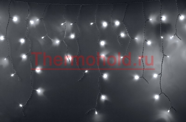 Гирлянда новогодняя Айсикл (бахрома) светодиодный, 4,8 х 0,6 м, Белый провод, 220В, диоды Белые