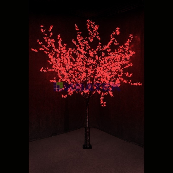 Светодиодное дерево "Сакура", высота 2,4м, диаметр кроны 2,0, Красные светодиоды, IP 64, понижающий