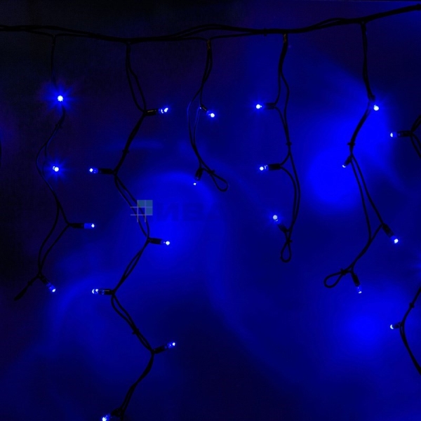 Гирлянда новогодняя Айсикл (бахрома) светодиодный, 5,6х0,9м, черный провод "КАУЧУК", 220В, диоды Син