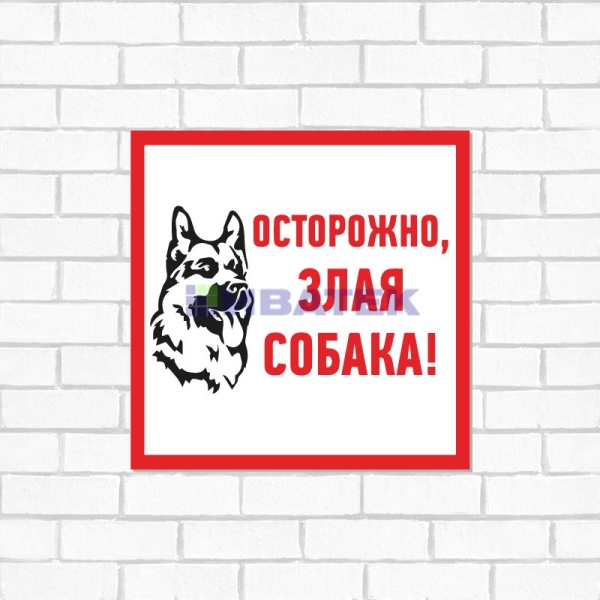 Табличка ПВХ информационный знак «Злая собака» 200х200 мм REXANT