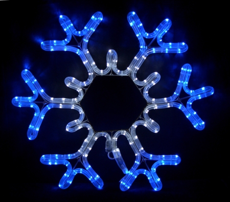 Изображение Мотив Снежинка из светодиодного дюралайта  бело-синя, размер 43х43 см BL-L-04 (FS-00001190)  интернет магазин Иватек ivatec.ru