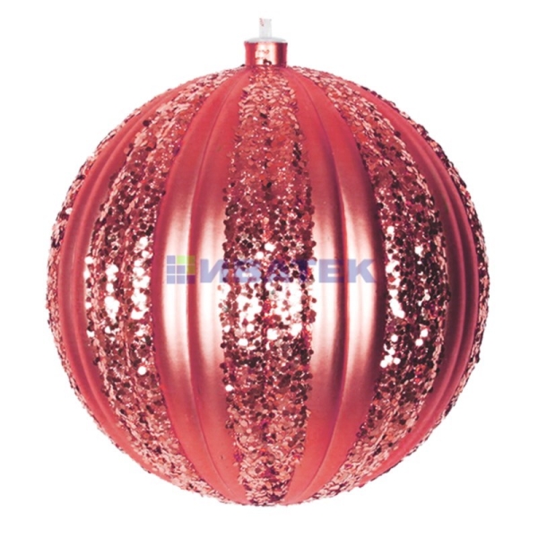 Елочная фигура "Полосатый шар", 20 см, цвет красный, упак 4 шт.