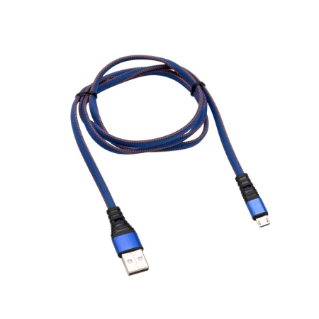 Изображение Кабель REXANT USB-microUSB 1 м, плоский провод, синяя джинсовая оплетка  интернет магазин Иватек ivatec.ru