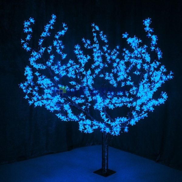 Светодиодное дерево "Сакура", высота 1,5м, диаметр кроны 1,8м, Синие светодиоды, IP 54, понижающий т