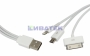 Изображение USB кабель 3 в 1 только для зарядки iPhone 5/iPhone 4/microUSB белый(10 шт./упак)  интернет магазин Иватек ivatec.ru