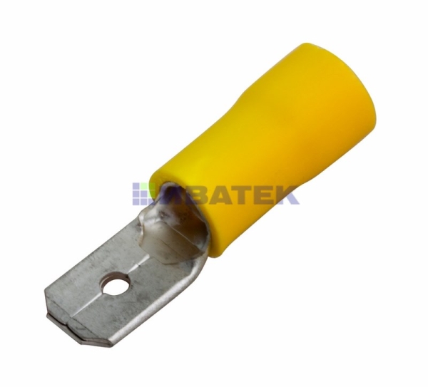 Клемма плоская изолированная штекер 6.3 мм 4-6 мм² (РПи-п 6.0-(6.3)) желтая REXANT уп 100шт