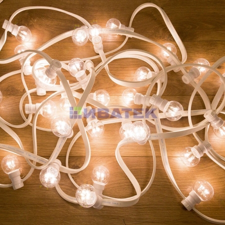 Изображение Гирлянда LED Galaxy Bulb String 10м, белый каучук, 30 ламп*6 LED белые  Партия NN на ПВХ, 25 ламп, в  интернет магазин Иватек ivatec.ru