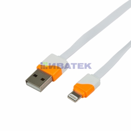 Изображение USB-Lightning кабель для iPhone/PVC/flat/white/1m/REXANT  интернет магазин Иватек ivatec.ru
