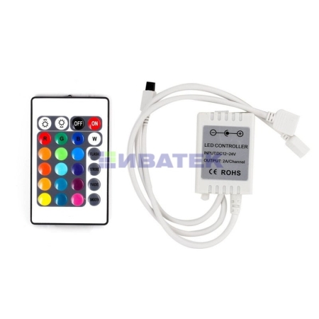 Изображение LED контроллер  для RGB модулей/лент, 24-12V/6A ИнфраКрасный (IR)  интернет магазин Иватек ivatec.ru