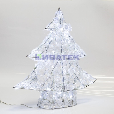 Изображение Фигура стеклянная "Новогодняя Ель" 40см, 50 светодиодов, IP44 понижающий трансформатор в комплекте,  интернет магазин Иватек ivatec.ru