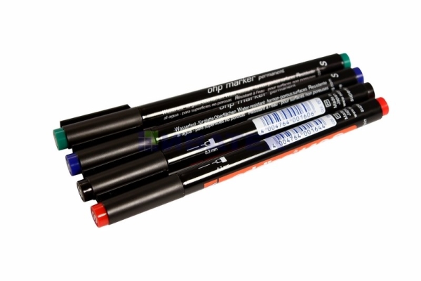 Набор маркеров E-140 permanent 0.3 мм (для пленок и ПВХ) набор: черный, красный, зеленый, синий