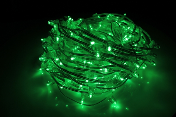 Светодиод. клип-лайт c 6 Flash LED. Длина100М без трансформатора.Зелёный LED-LP-15-100M-12V-G-F(G), (FS-00-00000935)
