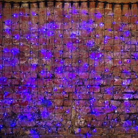 Изображение Гирлянда "Светодиодный Дождь" 2х1,5м, постоянное свечение, темно-зеленый провод, 220В, диоды СИНИЕ  интернет магазин Иватек ivatec.ru